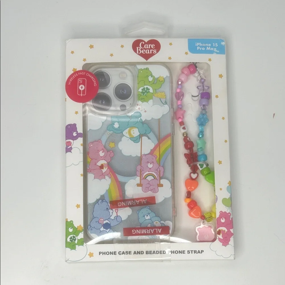 Care Bears Colorful Cloud iPhone 15 Pro Max Case with Beaded Strap